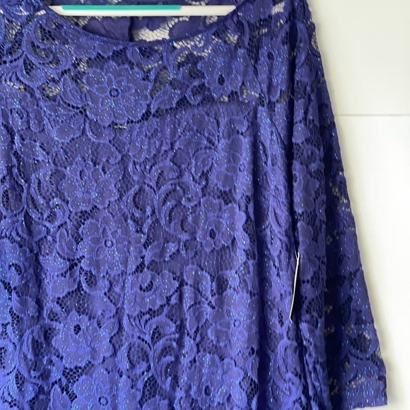 Candalite Dress Plus Size 3XL Blue Glitter Lace Formal Evening Party Prom Dress - Picture 9 of 13